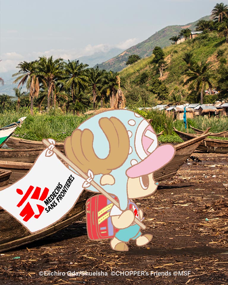 Chopper a caminhar numa aldeia