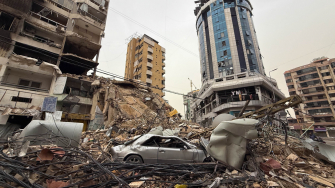 Edifícios residenciais destruídos no bairro de Dahye, no sul de Beirute. Líbano. ©Maryam Srour/MSF