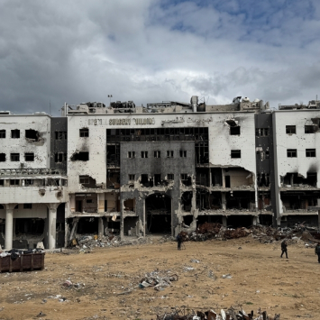Hospital Al Shifa, na Cidade de Gaza, destruído. Gaza, fevereiro de 2025. ©Nour AlsaqqaMSF