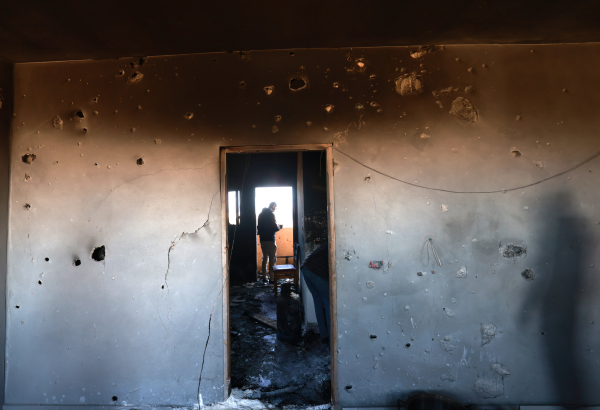 Abrigo de MSF em Al Mawasi, Khan Younis, após ataque das forças israelenses. © Mohammed Abed/MSF