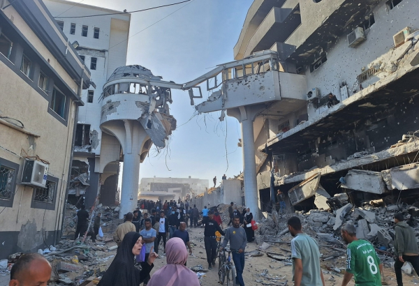 Complexo hospitalar de Al Shifa após 14 dias sob cerco das forças israelenses. Gaza, Palestina, 1º de abril de 2024. © MSF