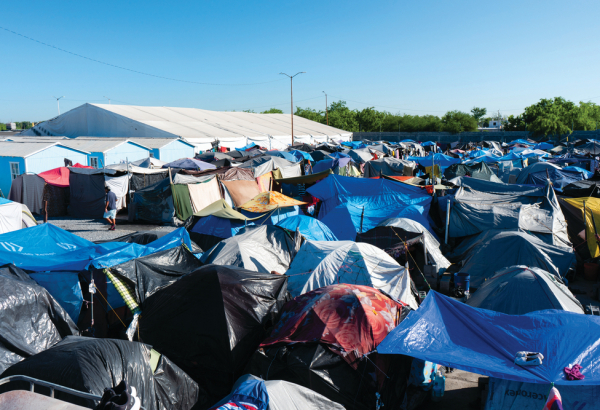 Acampamento informal de migrantes no abrigo Senda de Vida 2 em Reynosa, Tamaulipas. México. © MSF