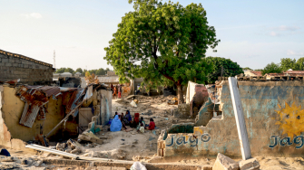 A enchente destruiu muitas estruturas em Maiduguri, na Nigéria. Setembro de 2024. © Abba Adamu Musa/MSF