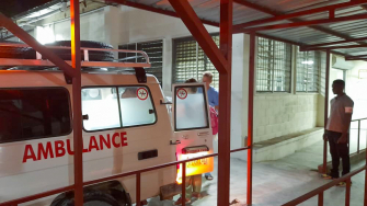 Ambulância de MSF no hospital em Carrefour. Setembro de 2024. © Didier Rigole/MSF