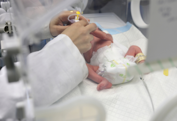 Bebê prematuro recebe cuidados no Hospital Nasser, em Khan Younis. Gaza, 29 de dezembro de 2024. ©Nour Alsaqqa/MSF