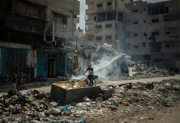 Destruição no acampamento de refugiados de Al Shate, na Cidade de Gaza. Gaza, setembro de 2024. © MSF
