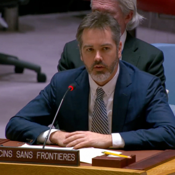 Christopher Lockyear, secretário-geral de MSF, discursa ao Conselho de Segurança da ONU sobre a crise no Sudão, em 13 de março de 2025. © UN Web TV