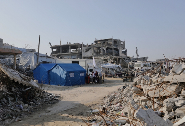 Clínica móvel de MSF na cidade de Jabalya, norte de Gaza. Fevereiro de 2025. ©Nour Alsaqqa/MSF