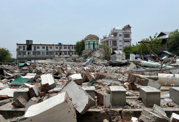 Mesquita Central atingida pelo terremoto que ocorreu em 28 de março em Mianmar. @Lena Pflueger/MSF