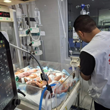 Bebês em incubadora no hospital Al Helou, no norte de Gaza. Julho de 2025. Al Helou Joanne Perry/MSF