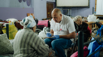 Centro de apoio para deslocados na região de Dnipropetrovsk (leste da Ucrânia). @ Julien Dewarichet/MSF