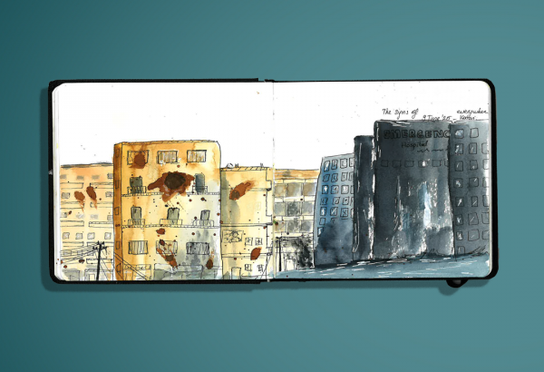 Narin Fandoglu, consultora de operações de MSF, compartilha alguns dos desenhos que fez durante seu trabalho no Sudão. ©Narin Fandoglu