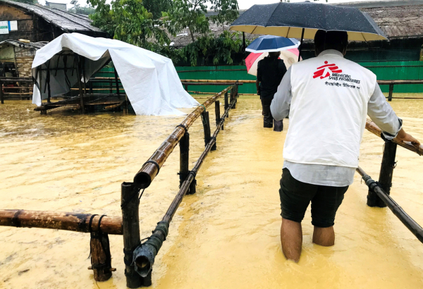 Inundações no acampamento de refugiados de Cox's Bazar, em Bangladesh. © Salma Khan/MSF