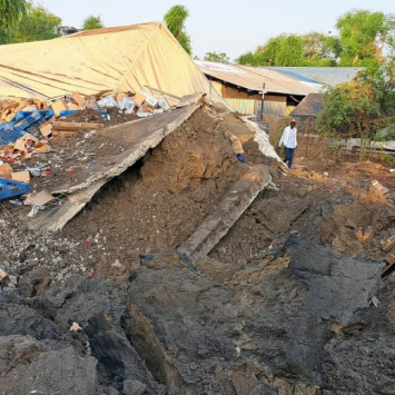 Hospital de MSF em Lankien, no estado de Jonglei, no Sudão do Sul, foi atingido por um ataque aéreo das forças governamentais em 3 de fevereiro de 2026 © MSF