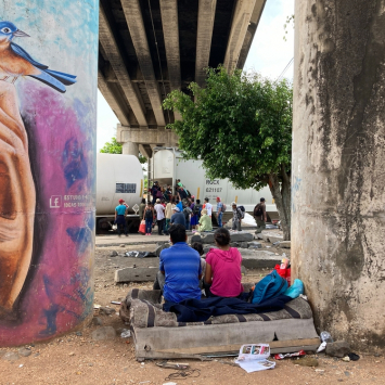 Migrantes na cidade de Coatzacoalcos