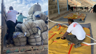 MSF está fornecendo assistência a pessoas deslocadas na Síria, incluindo distribuição de itens básicos. Dezembro de 2024 ©Matthew Cowling/MSF