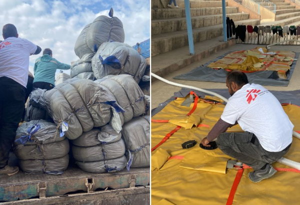MSF está fornecendo assistência a pessoas deslocadas na Síria, incluindo distribuição de itens básicos. Dezembro de 2024 ©Matthew Cowling/MSF